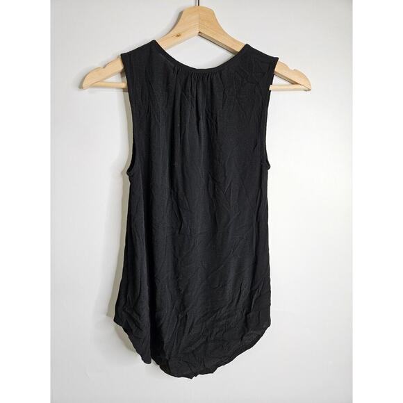 Madewell 100% Viscose Keyhole Memory Tank Top Sleeveless Pleat Size XXS Black - Picture 3 of 7
